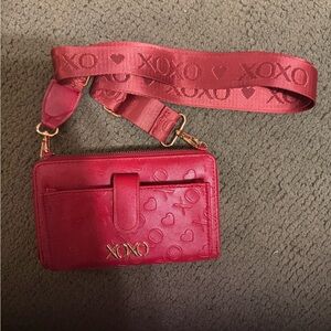 XOXO Red Heart Embossed Crossbody Bag